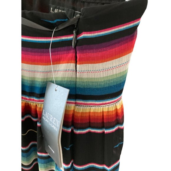 NWT LAUREN RALPH LAUREN PETITE BLANKET-STRIPE MOTIF TI BLACK varies - Picture 8 of 11